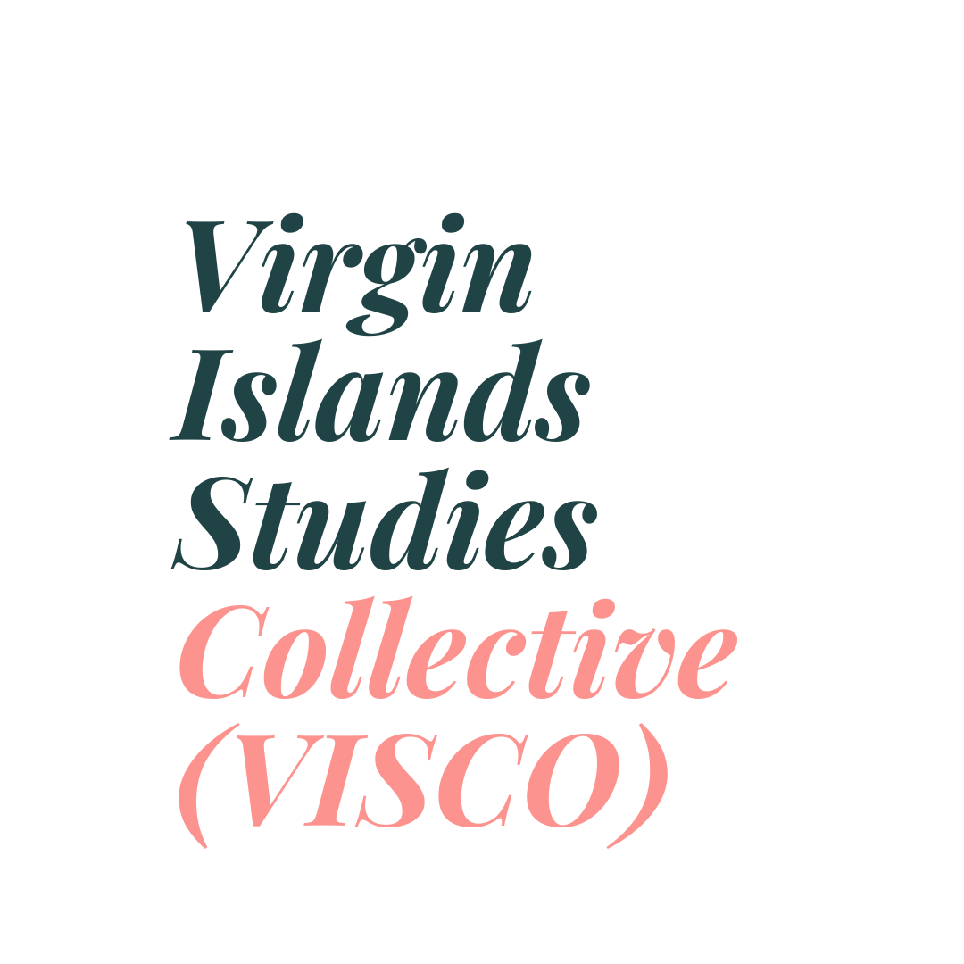 A white tile that reads Virgin Islands Studies Collective (VISCO) in teal and coral font